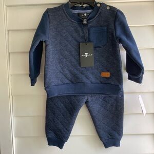 7 For All Mankind Navy Quilted Two-Piece Baby Set 3-6 months NWT